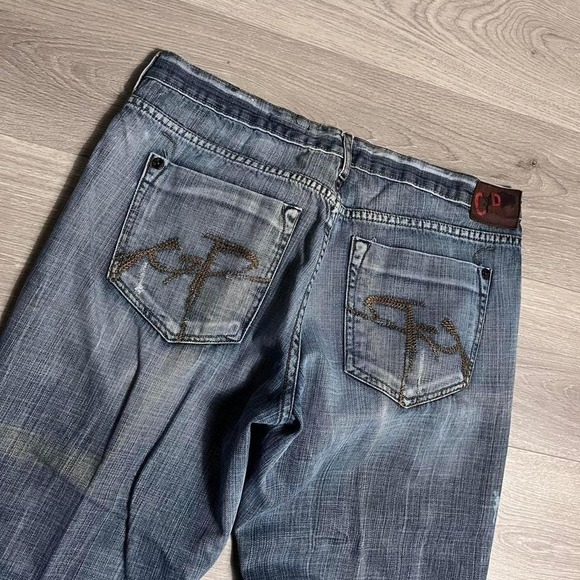 Y2K Chip & Pepper Doheny Slim Fit Embroidered Faded Denim Jeans - Picture 1 of 7
